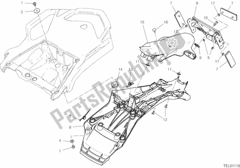 Todas as partes de Porta-pratos do Ducati Multistrada 1260 S Pikes Peak USA 2020